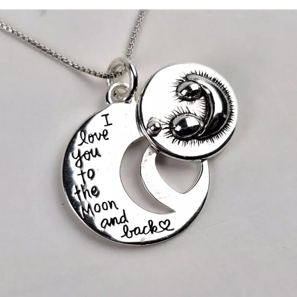 LA rocks sterling silver I love you to the moon and back pendant necklace NWT